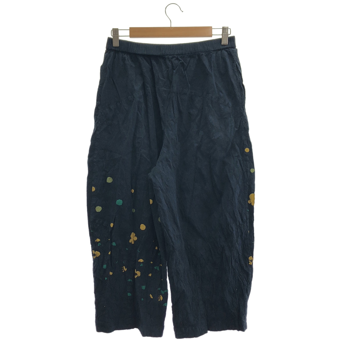 Jiu Senso Unico 慈雨 ネイビー コットン サイド刺繍 パンツ ボトムス