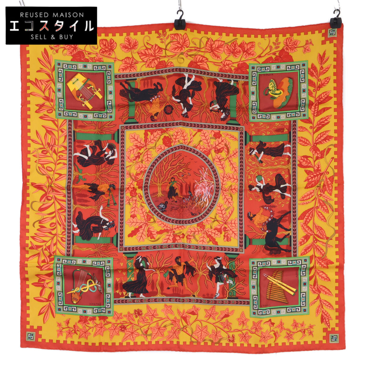 HERMES エルメス 【美品】MUSIQUE DES DIEUX 神々の音楽 シルク カレ90 スカーフ