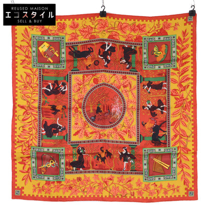 HERMES エルメス 【美品】MUSIQUE DES DIEUX 神々の音楽 シルク カレ90 スカーフ