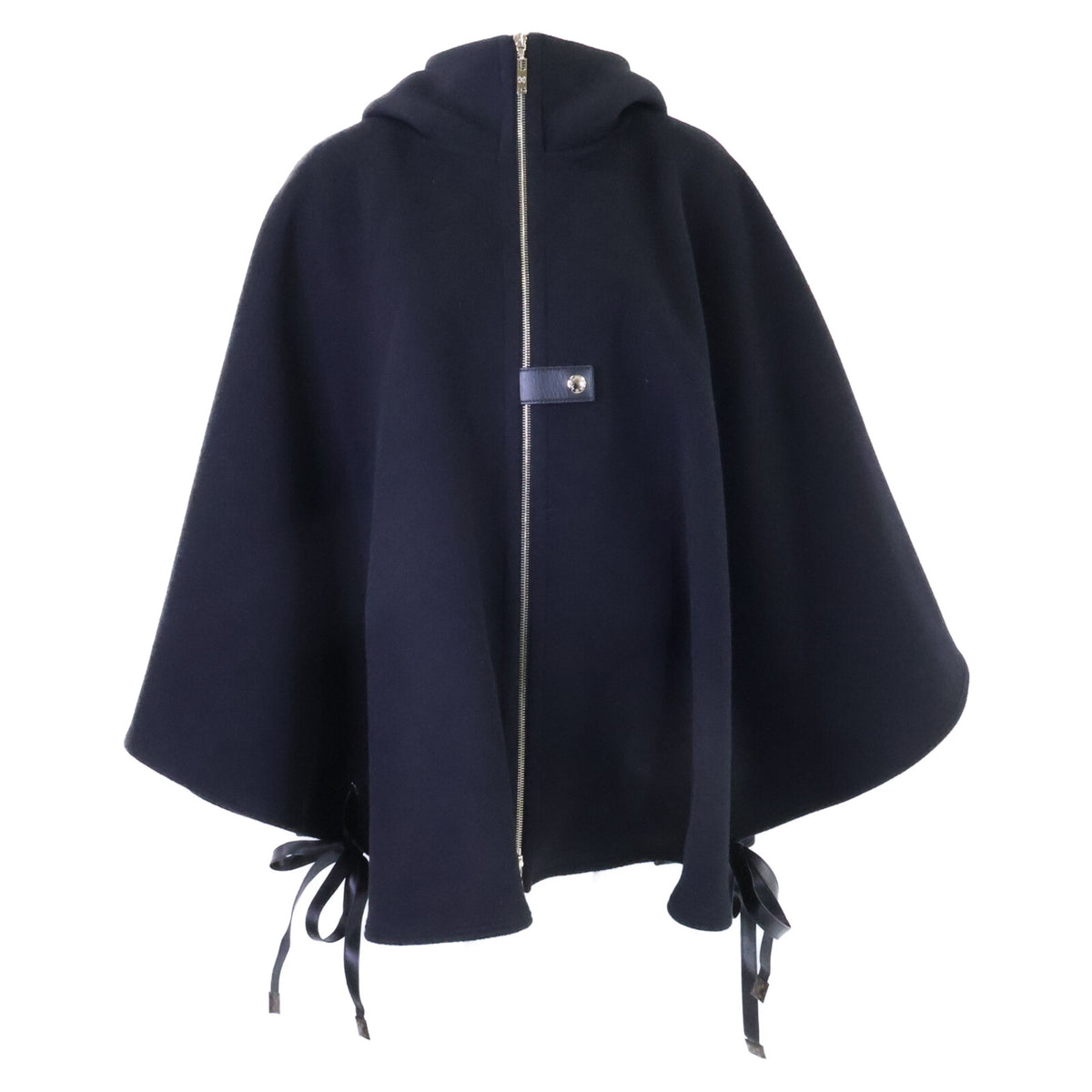 LOUIS VUITTON ルイヴィトン 美品 国内正規 FIC017QWE 裏地モノグラム シルク混ウール フーディ ケープ ポンチョ ケープ
