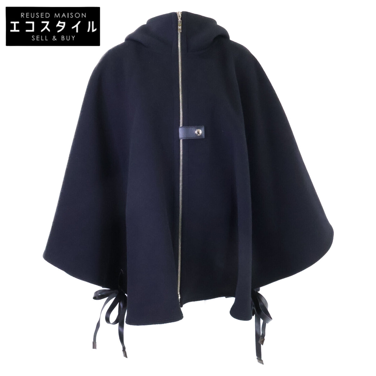 LOUIS VUITTON ルイヴィトン 美品 国内正規 FIC017QWE 裏地モノグラム シルク混ウール フーディ ケープ ポンチョ ケープ