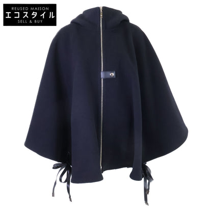 LOUIS VUITTON ルイヴィトン 美品 国内正規 FIC017QWE 裏地モノグラム シルク混ウール フーディ ケープ ポンチョ ケープ