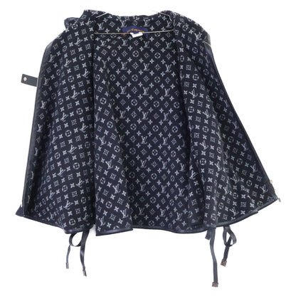 LOUIS VUITTON ルイヴィトン 美品 国内正規 FIC017QWE 裏地モノグラム シルク混ウール フーディ ケープ ポンチョ ケープ