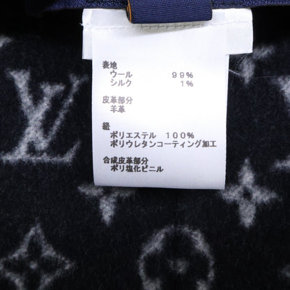LOUIS VUITTON ルイヴィトン 美品 国内正規 FIC017QWE 裏地モノグラム シルク混ウール フーディ ケープ ポンチョ ケープ
