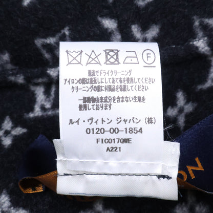 LOUIS VUITTON ルイヴィトン 美品 国内正規 FIC017QWE 裏地モノグラム シルク混ウール フーディ ケープ ポンチョ ケープ