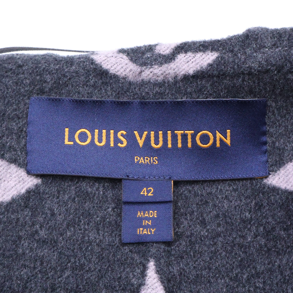 LOUIS VUITTON ルイヴィトン 新品同様 国内正規 FJC022NUV ジャイアント モノグラム シルク混ウール シグネチャー フーデッド ラップ コート