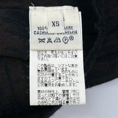 HERMES エルメス ブラウン×ブラック カシミヤ100 Hロゴ ネック切替 ハイネックニット トップス