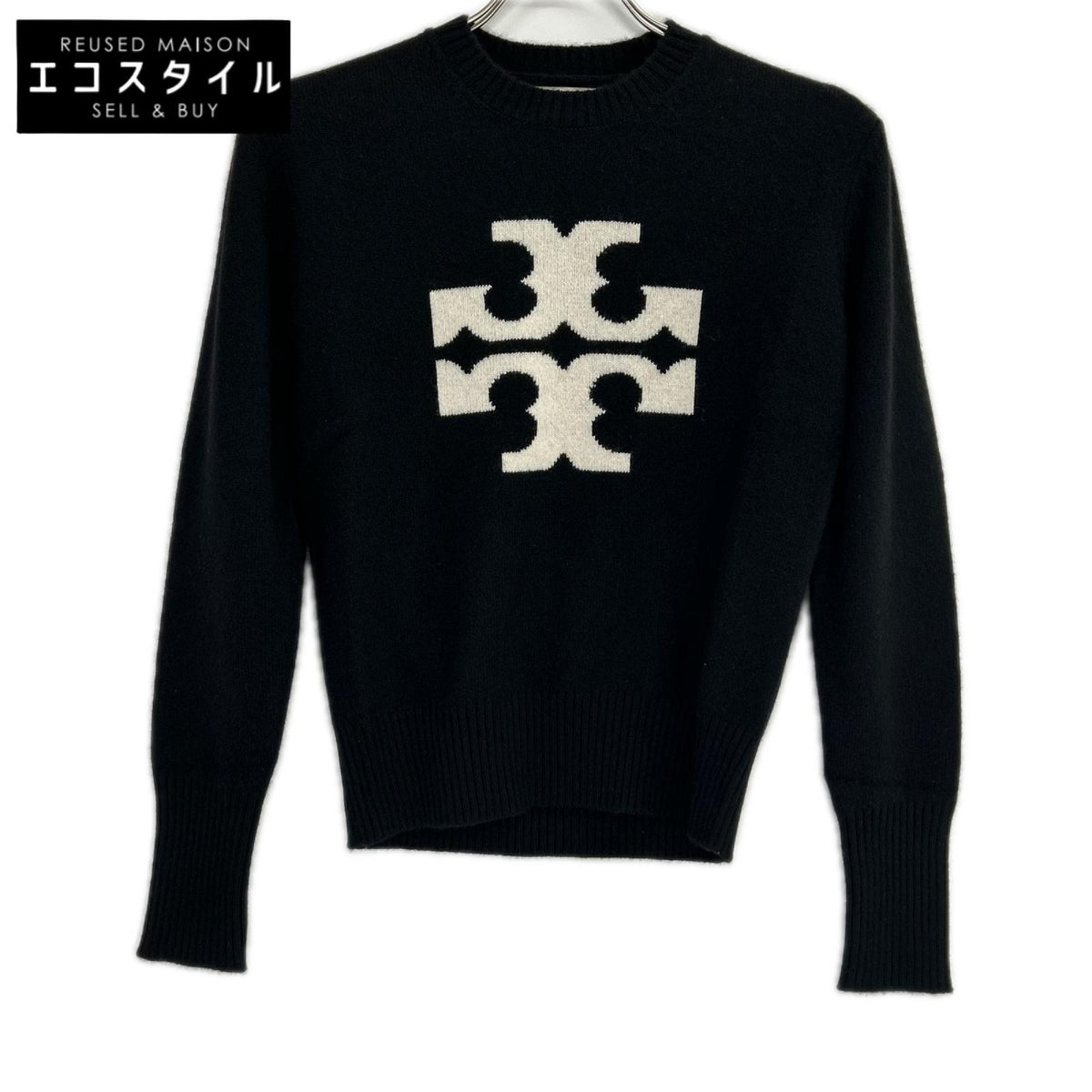 Tory Burch トリーバーチ ブラック ロゴ カシミア ニット トップス