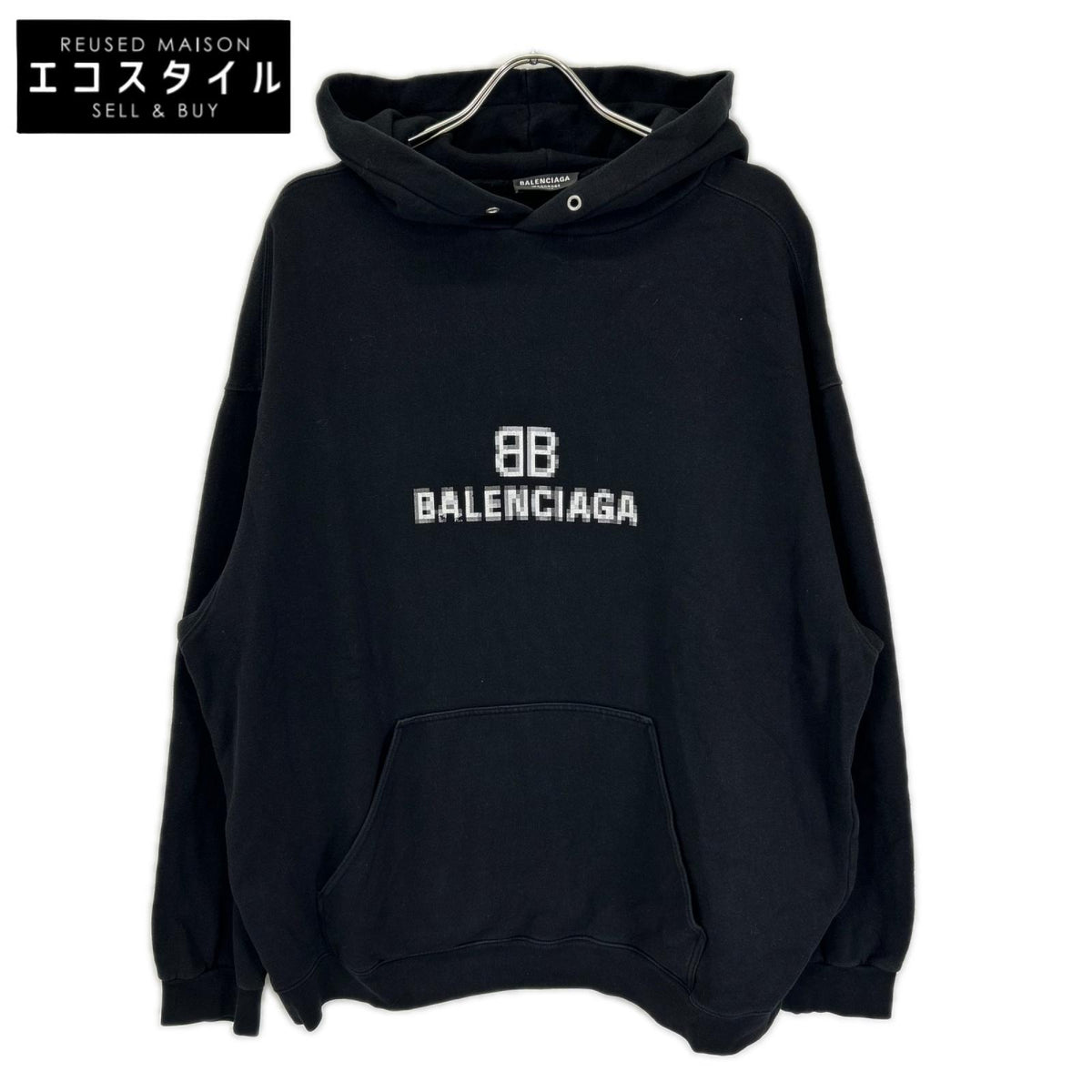 BALENCIAGA バレンシアガ 21年製 600583 ブラック BB PIXEL LOGO HOODIE トップス