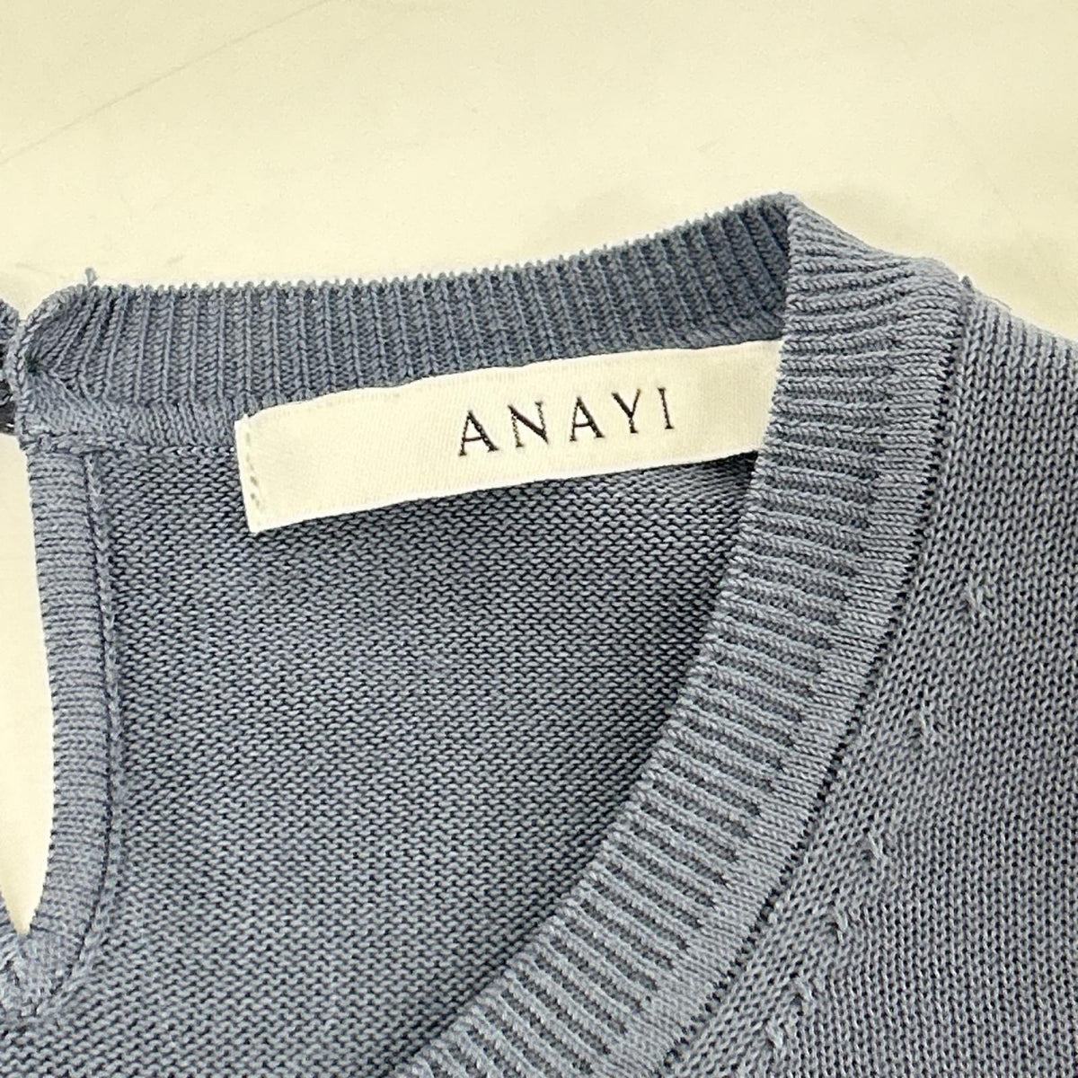 ANAYI アナイ 26年製 ブルー系 プレミアムコットンクルーノースリーブ プルオーバー トップス