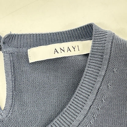 ANAYI アナイ 26年製 ブルー系 プレミアムコットンクルーノースリーブ プルオーバー トップス