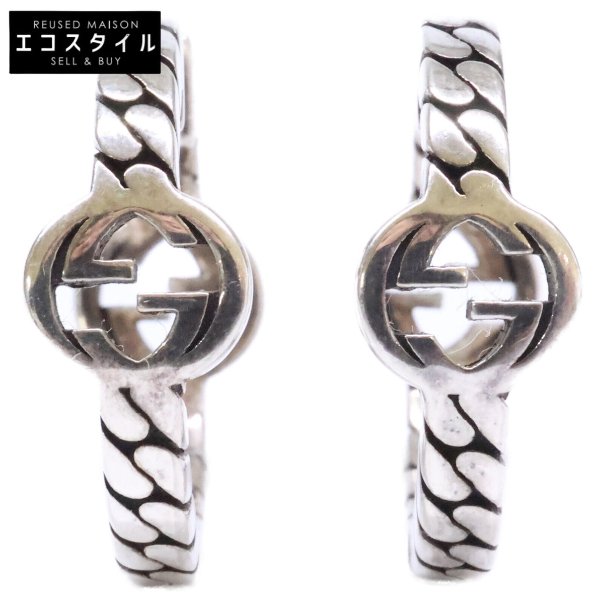 GUCCI グッチ Ag925 インターロッキング フープ ピアス