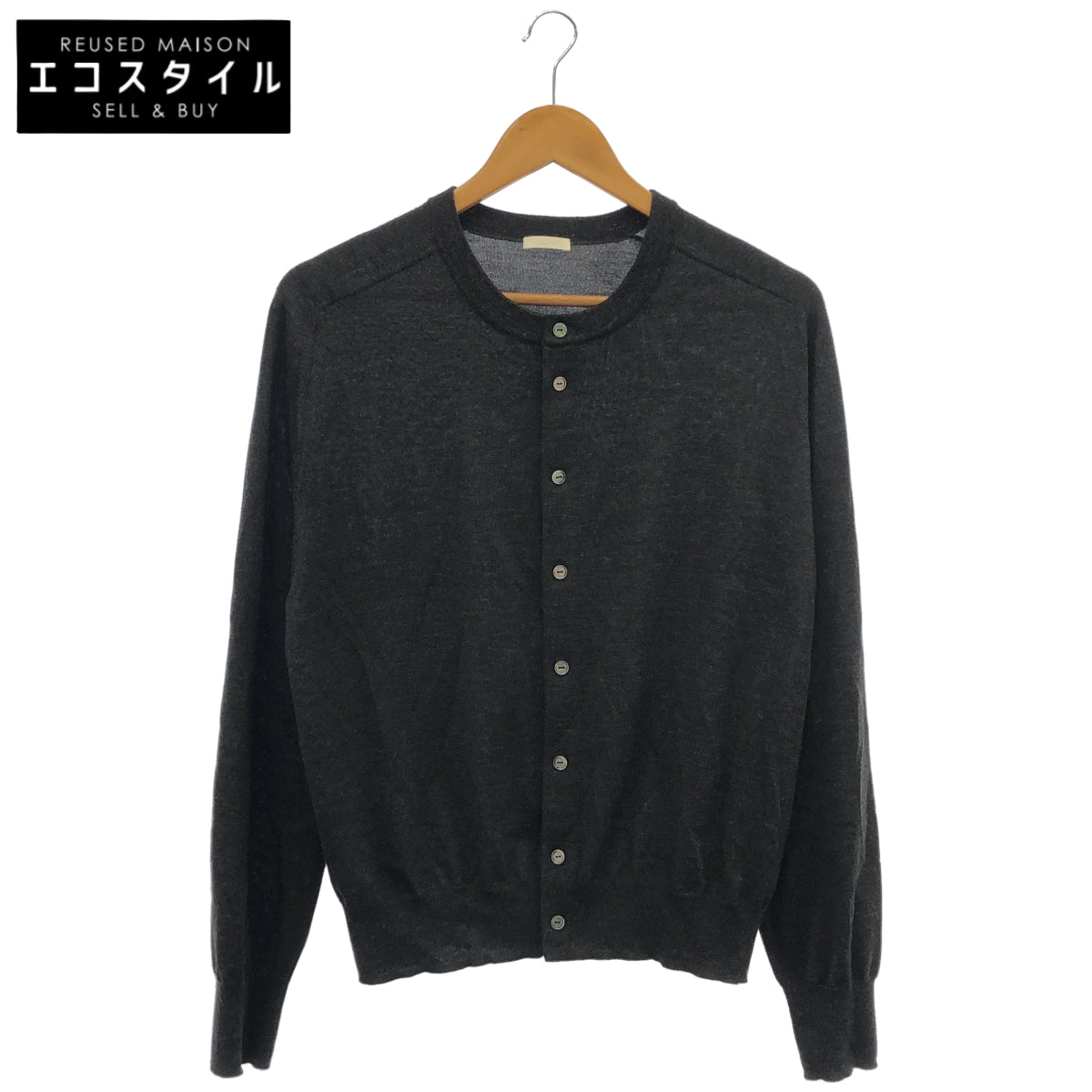 LIDNM リドム グレー W/Si/Ca 18G Crew Cardigan トップス