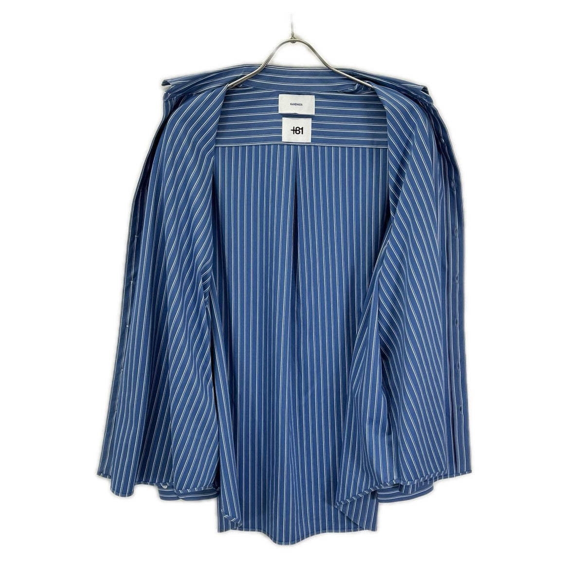 KANEMASA カネマサ ブルー THICK AND THIN STRIPE ROYAL OX DRESS KNIT SHIRT トップス