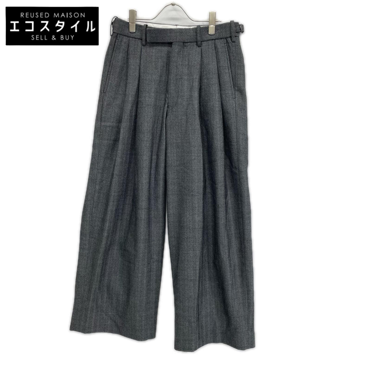 marka マーカ グレー ツイード TWO TUCK BAGGY TROUSERS ボトムス