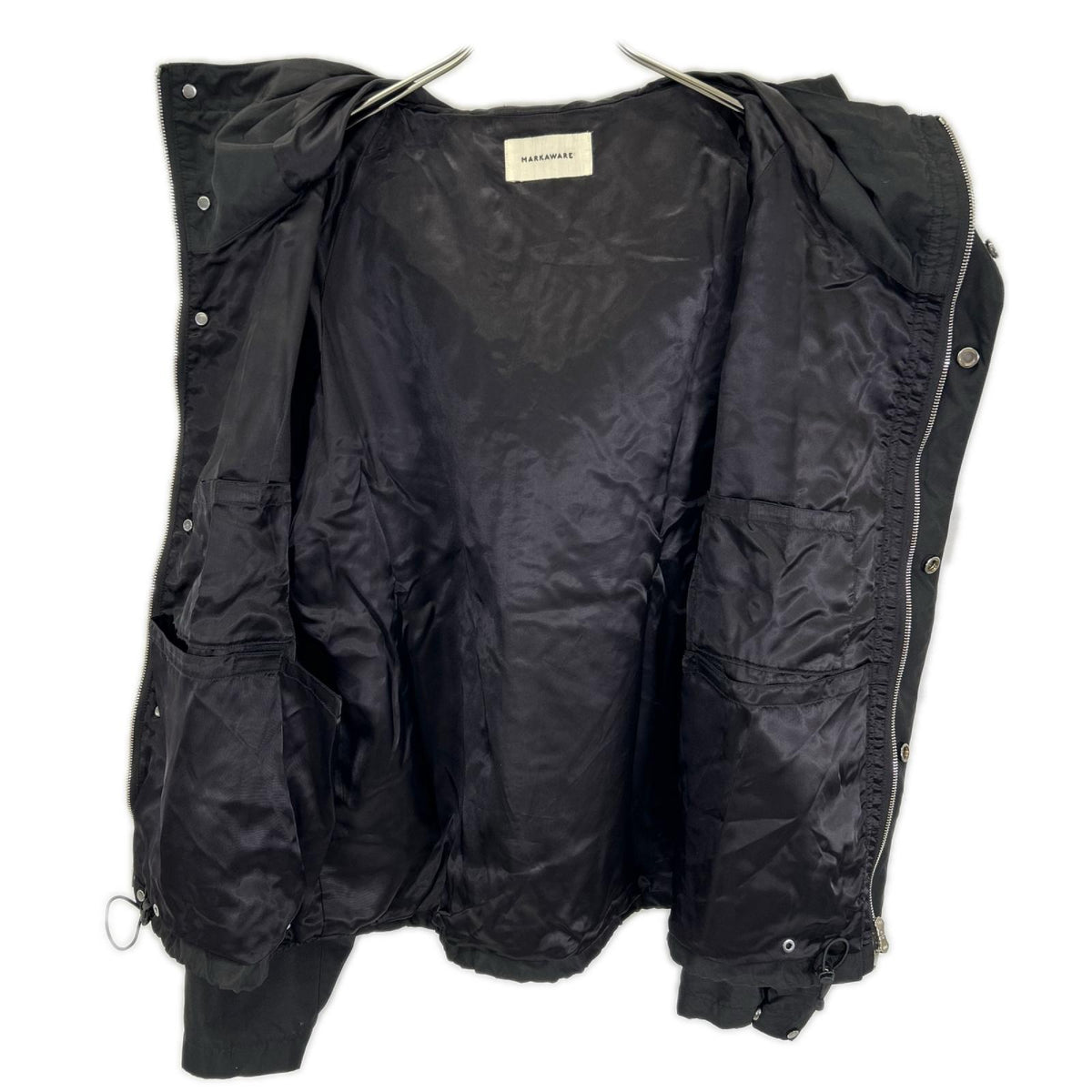 MARKAWARE マーカウエア ブラック シルクショートレインジャケット ジャケット