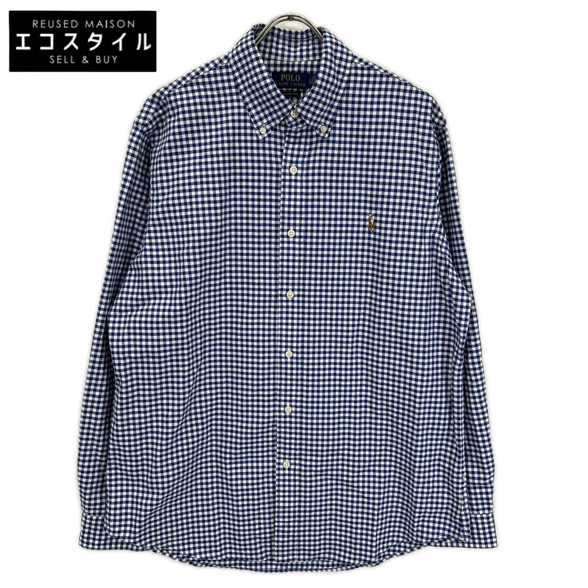 POLObyRalphLauren ポロラルフローレン ネイビー クラシックフィット ギンガムチェック オックスフォードシャツ トップス