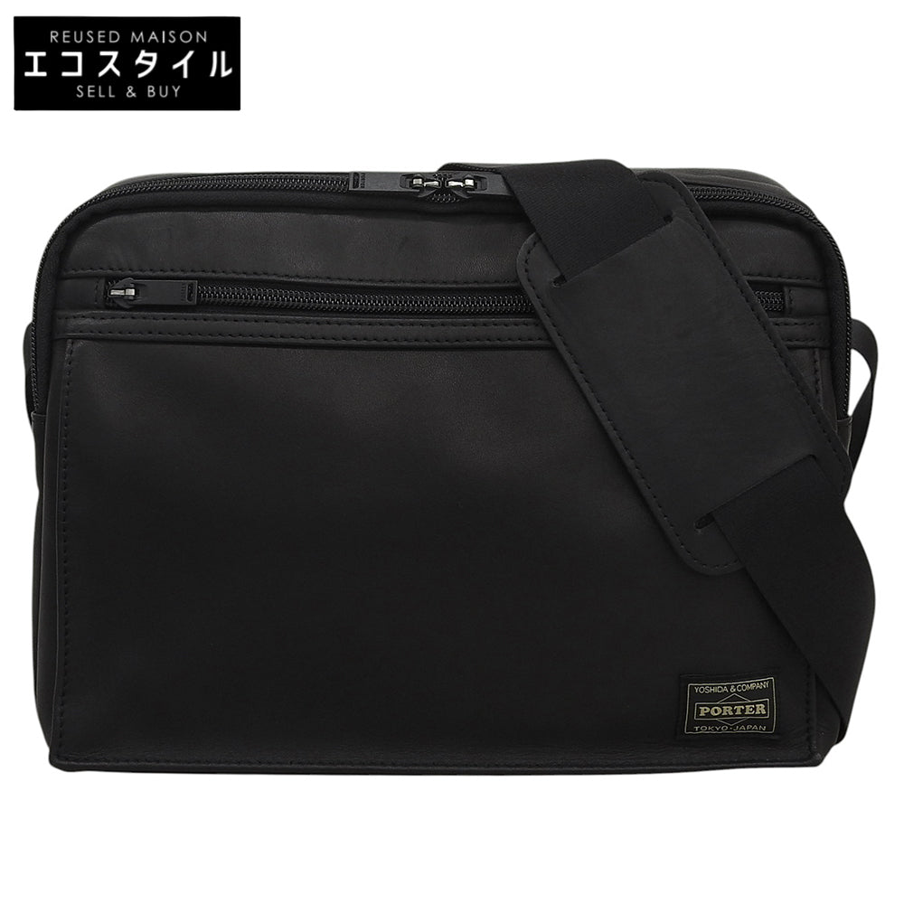 PORTER ポーター アメイズ レザー ショルダーバッグ メンズ ブラック ショルダーバッグ
