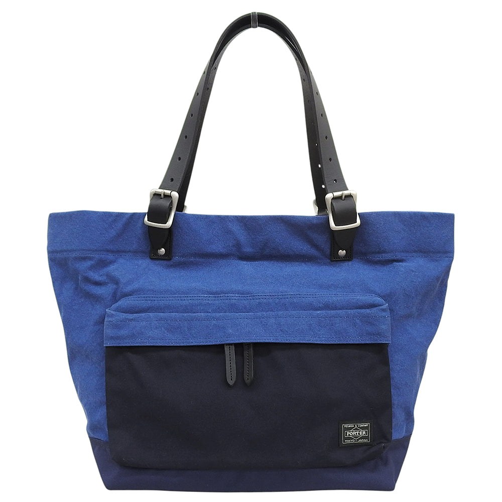 PORTER ポーター 美品 ブリッジ キャンバス コーデュラナイロン トートバッグ メンズ ブルー トートバッグ