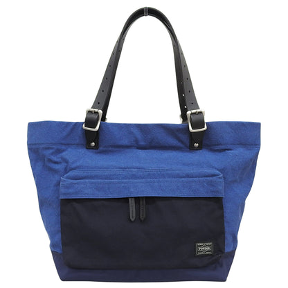 PORTER ポーター 美品 ブリッジ キャンバス コーデュラナイロン トートバッグ メンズ ブルー トートバッグ
