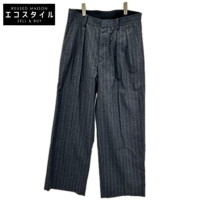 NIKKI ESSENTIAL PIECES ニッキエッセンシャルピーシーズ グレー チョークストライプ 2tuck Wide Tapered Trousers ボトムス
