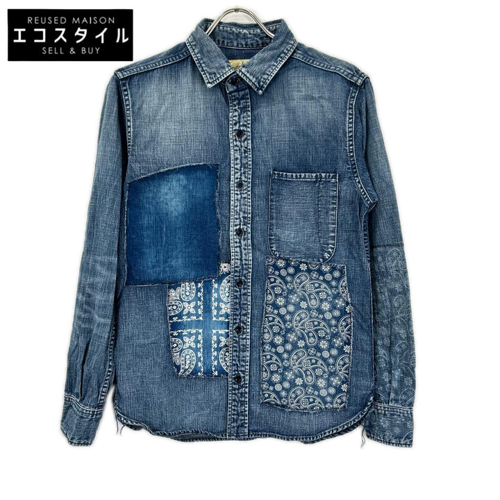 JAPAN BLUE JEANS ジャパンブルージーンズ インディゴ パッチワーク リメイク デニムシャツ トップス