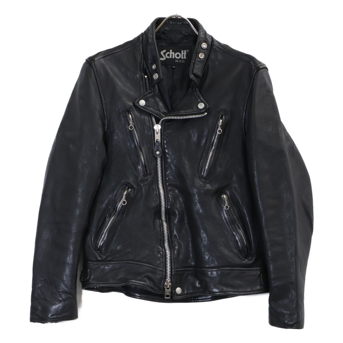 schott ショット 3191064 ブラック 羊革 ダブルブレスト ライダースジャケット ジャケット