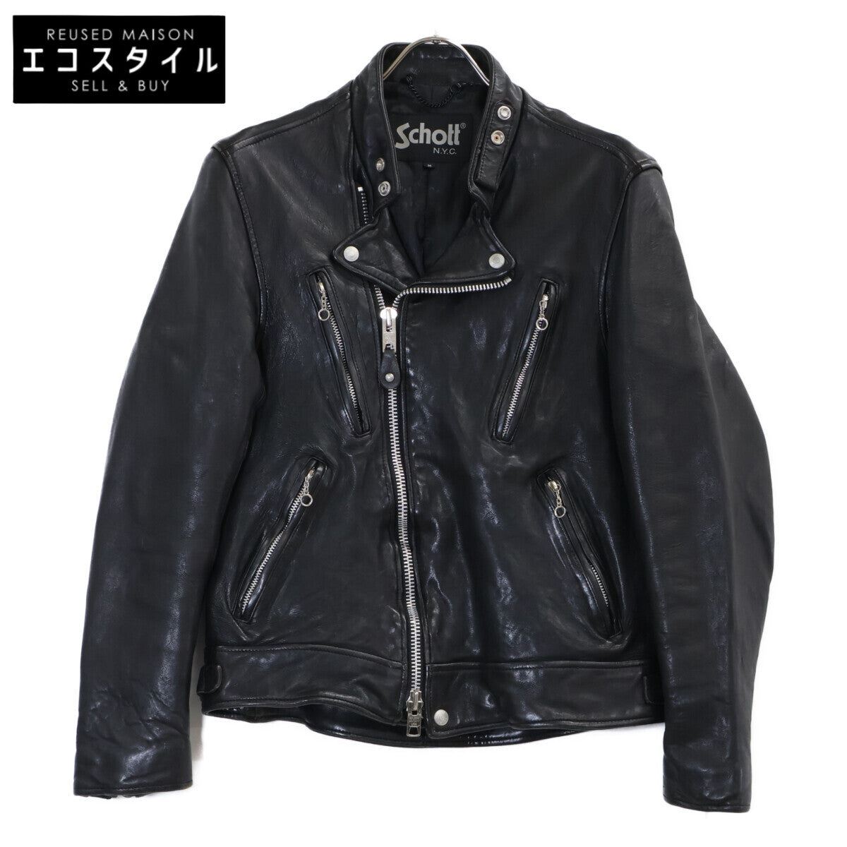 schott ショット 3191064 ブラック 羊革 ダブルブレスト ライダースジャケット ジャケット