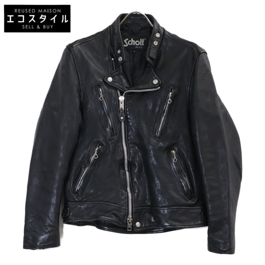schott ショット 3191064 ブラック 羊革 ダブルブレスト ライダースジャケット ジャケット