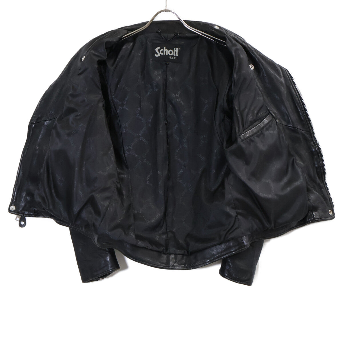 schott ショット 3191064 ブラック 羊革 ダブルブレスト ライダースジャケット ジャケット