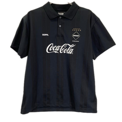 F.C.Real Bristol エフシーリアルブリストル FCRB-260153 ×Coca-Cola ブラック ウィーブストライプポロシャツ トップス