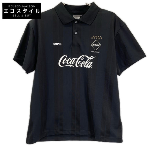 F.C.Real Bristol エフシーリアルブリストル FCRB-260153 ×Coca-Cola ブラック ウィーブストライプポロシャツ トップス