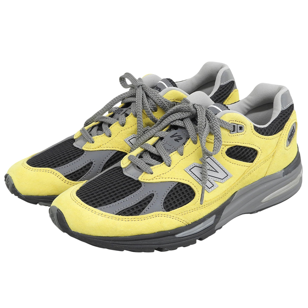 NEW BALANCE ニューバランス 新品同様 New Balance 991v2 スニーカー シューズ メンズ イエロー×ブラック 9 U991YK2 シューズ