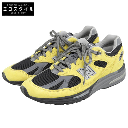 NEW BALANCE ニューバランス 新品同様 New Balance 991v2 スニーカー シューズ メンズ イエロー×ブラック 9 U991YK2 シューズ