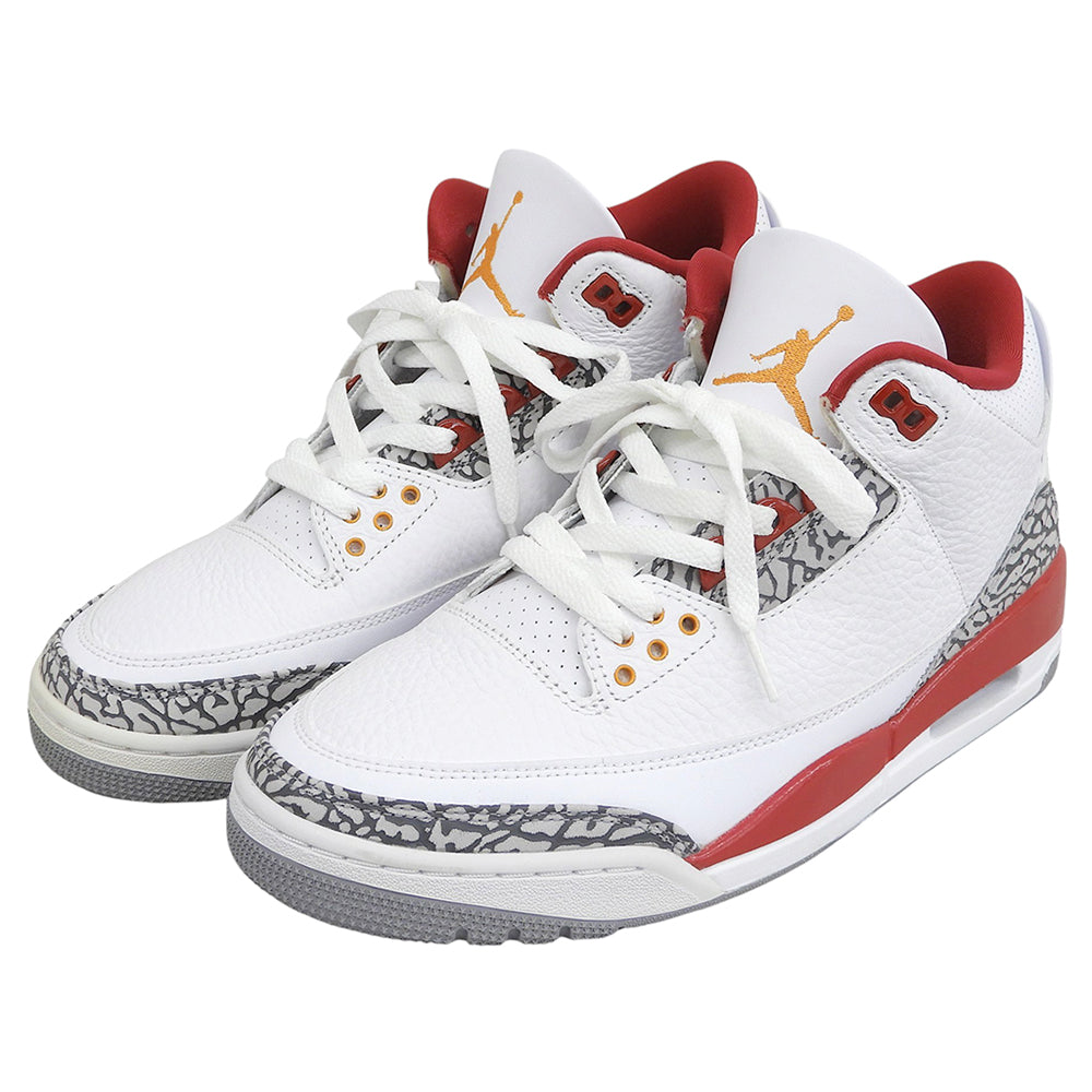 NIKE ナイキ 美品 AIR JORDAN 3 RETRO Cardinal Red ハイカット スニーカー シューズ メンズ レッド×ホワイト 27cm CT8532-126 シューズ