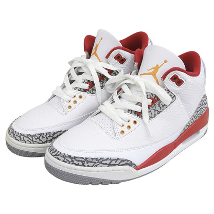 NIKE ナイキ 美品 AIR JORDAN 3 RETRO Cardinal Red ハイカット スニーカー シューズ メンズ レッド×ホワイト 27cm CT8532-126 シューズ