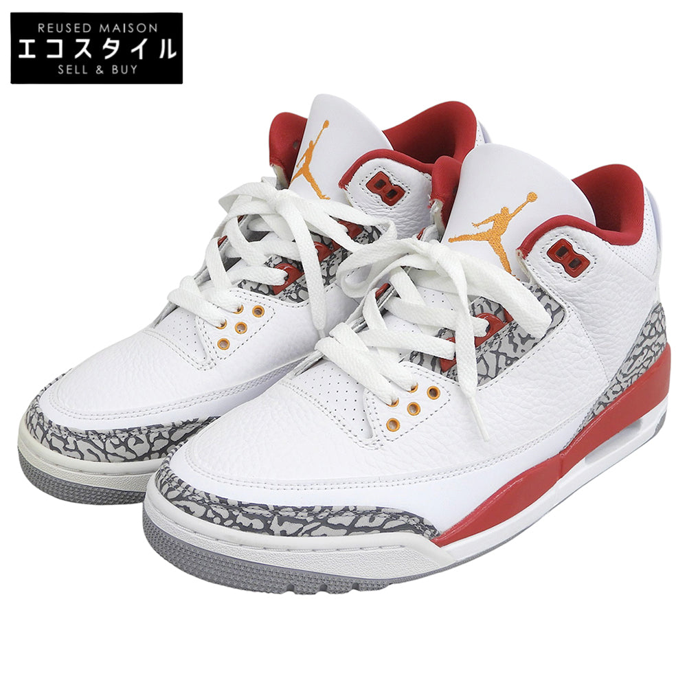 NIKE ナイキ 美品 AIR JORDAN 3 RETRO Cardinal Red ハイカット スニーカー シューズ メンズ レッド×ホワイト 27cm CT8532-126 シューズ