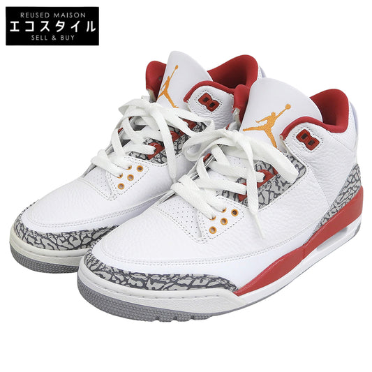 NIKE ナイキ 美品 AIR JORDAN 3 RETRO Cardinal Red ハイカット スニーカー シューズ メンズ レッド×ホワイト 27cm CT8532-126 シューズ