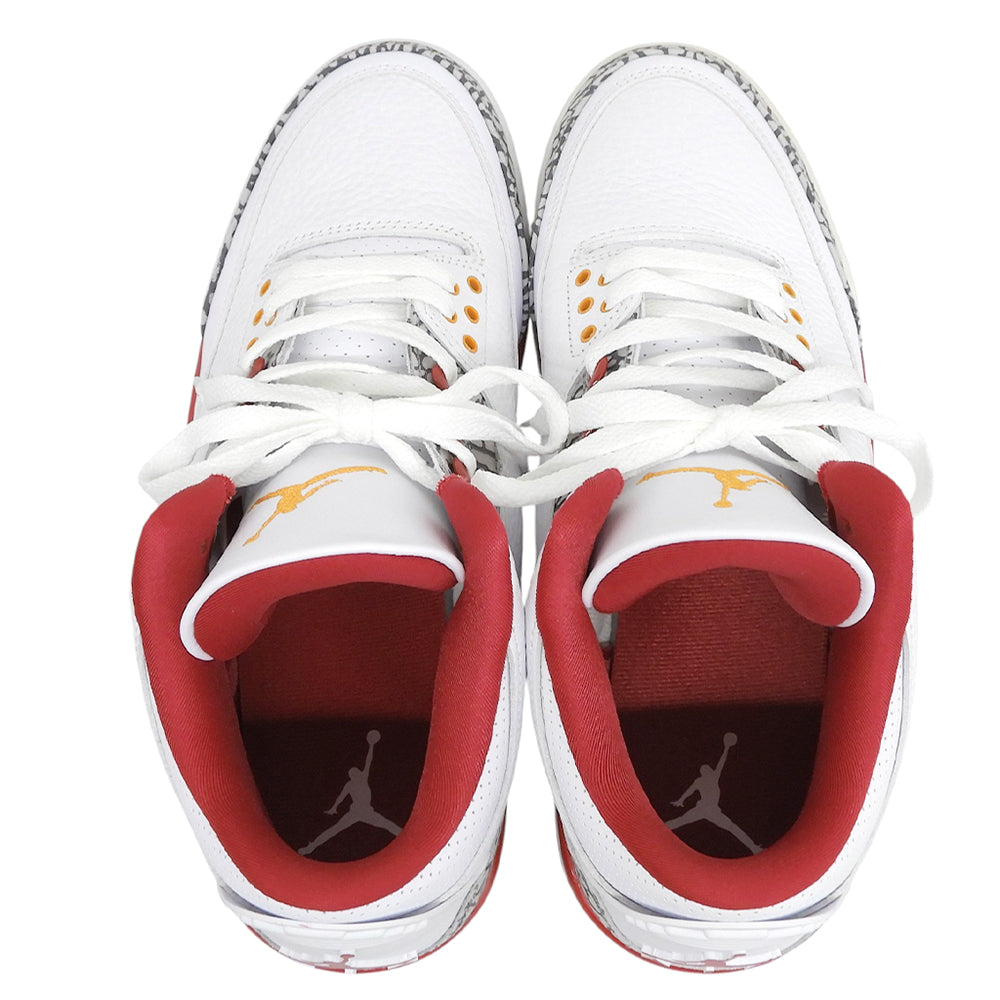 NIKE ナイキ 美品 AIR JORDAN 3 RETRO Cardinal Red ハイカット スニーカー シューズ メンズ レッド×ホワイト 27cm CT8532-126 シューズ