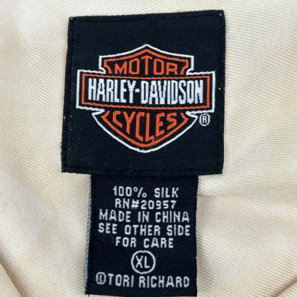 HARLEY DAVIDSON ハーレーダビッドソン イエロー バック刺繍 ヤシの木 半袖 開襟シャツ トップス