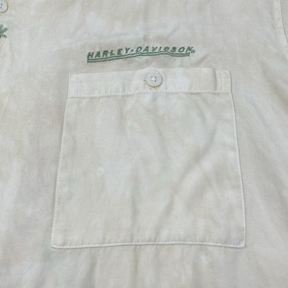 HARLEY DAVIDSON ハーレーダビッドソン イエロー バック刺繍 ヤシの木 半袖 開襟シャツ トップス