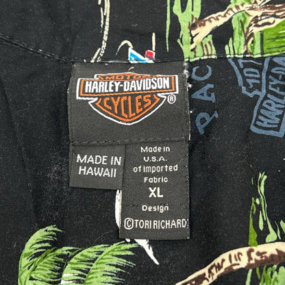 HARLEY DAVIDSON ハーレーダビッドソン ブラック USA製 バイク アロハシャツ トップス