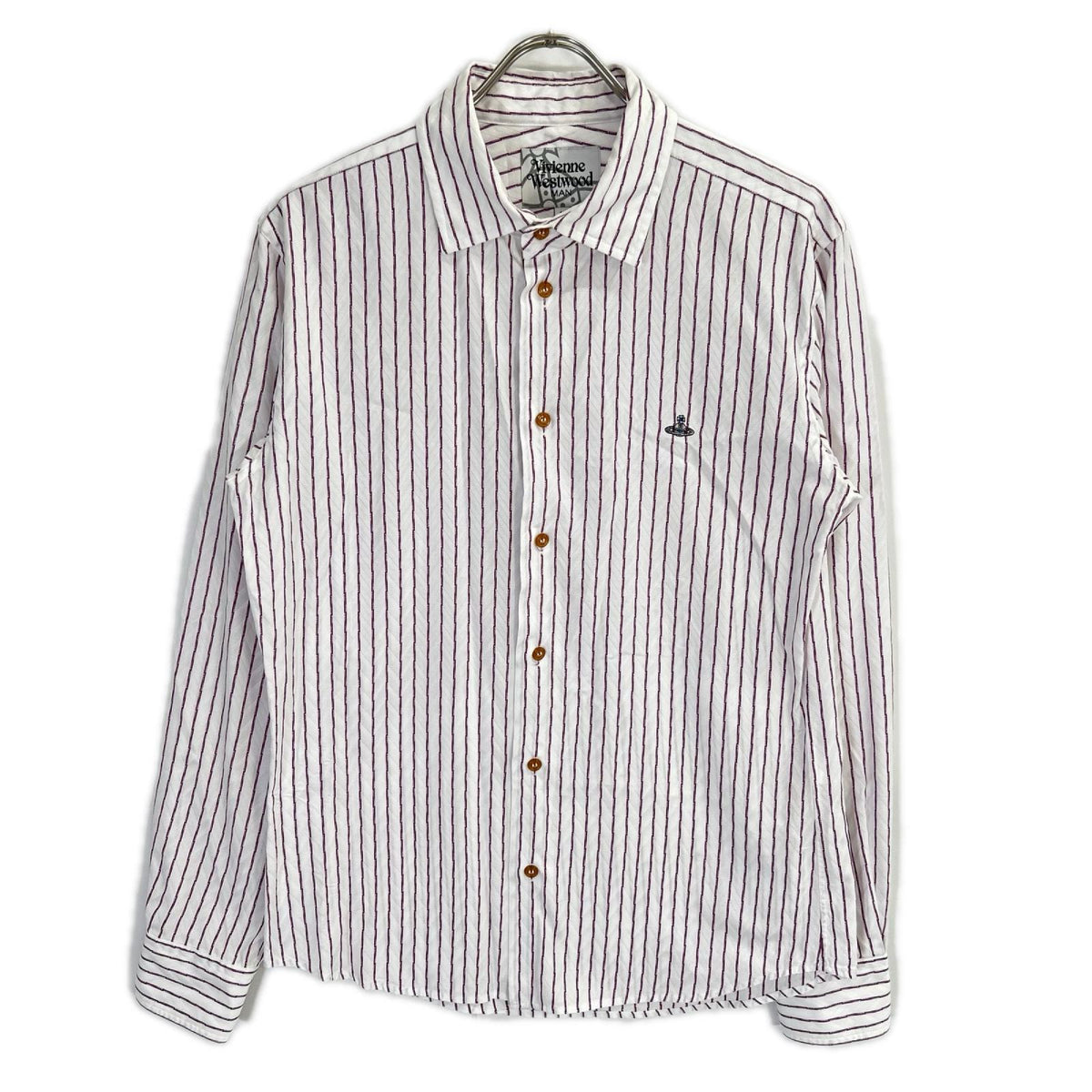 Vivienne Westwood MAN ヴィヴィアンウエストウッドマン VW-WR-77015 パープル ストライプ 長袖シャツ トップス