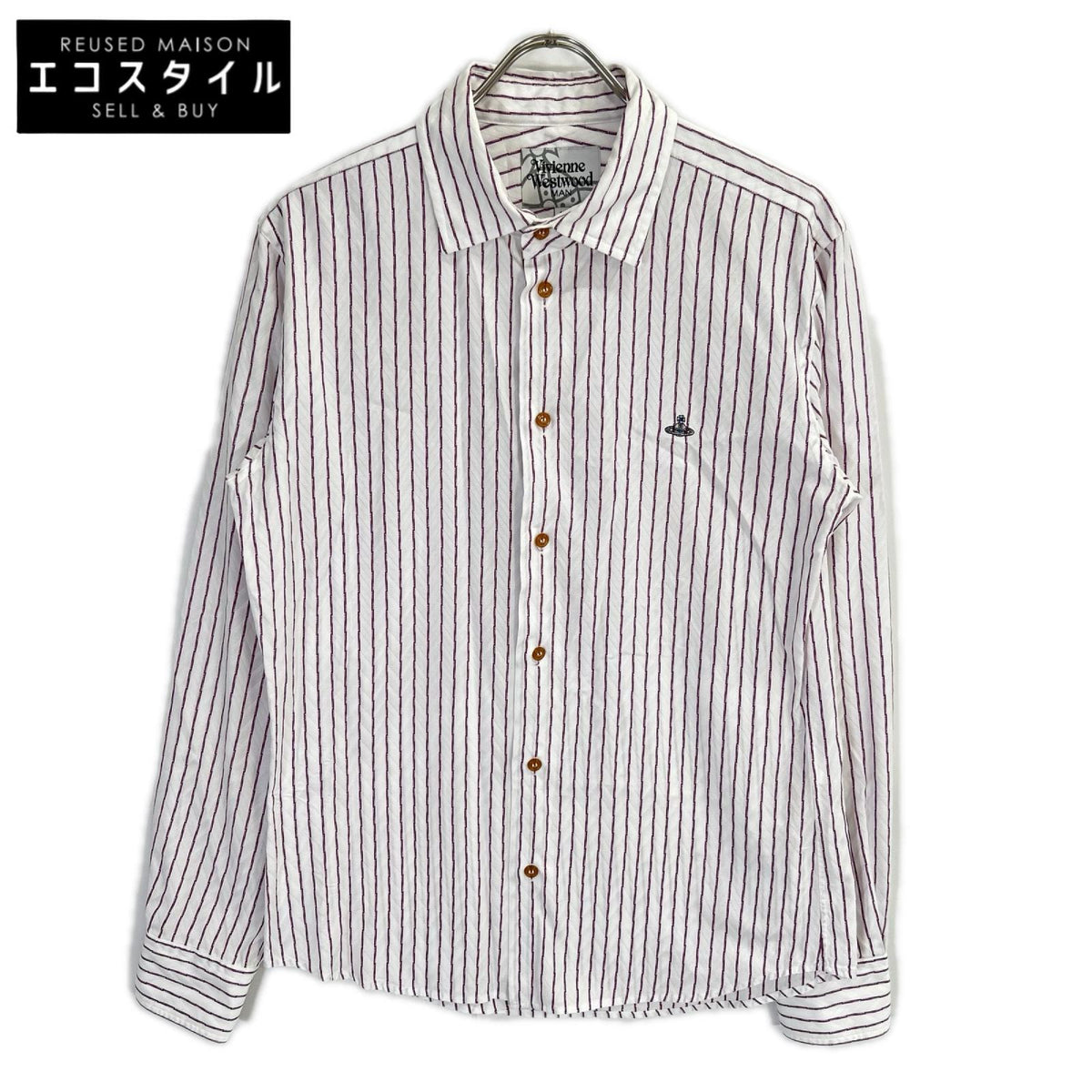 Vivienne Westwood MAN ヴィヴィアンウエストウッドマン VW-WR-77015 パープル ストライプ 長袖シャツ トップス