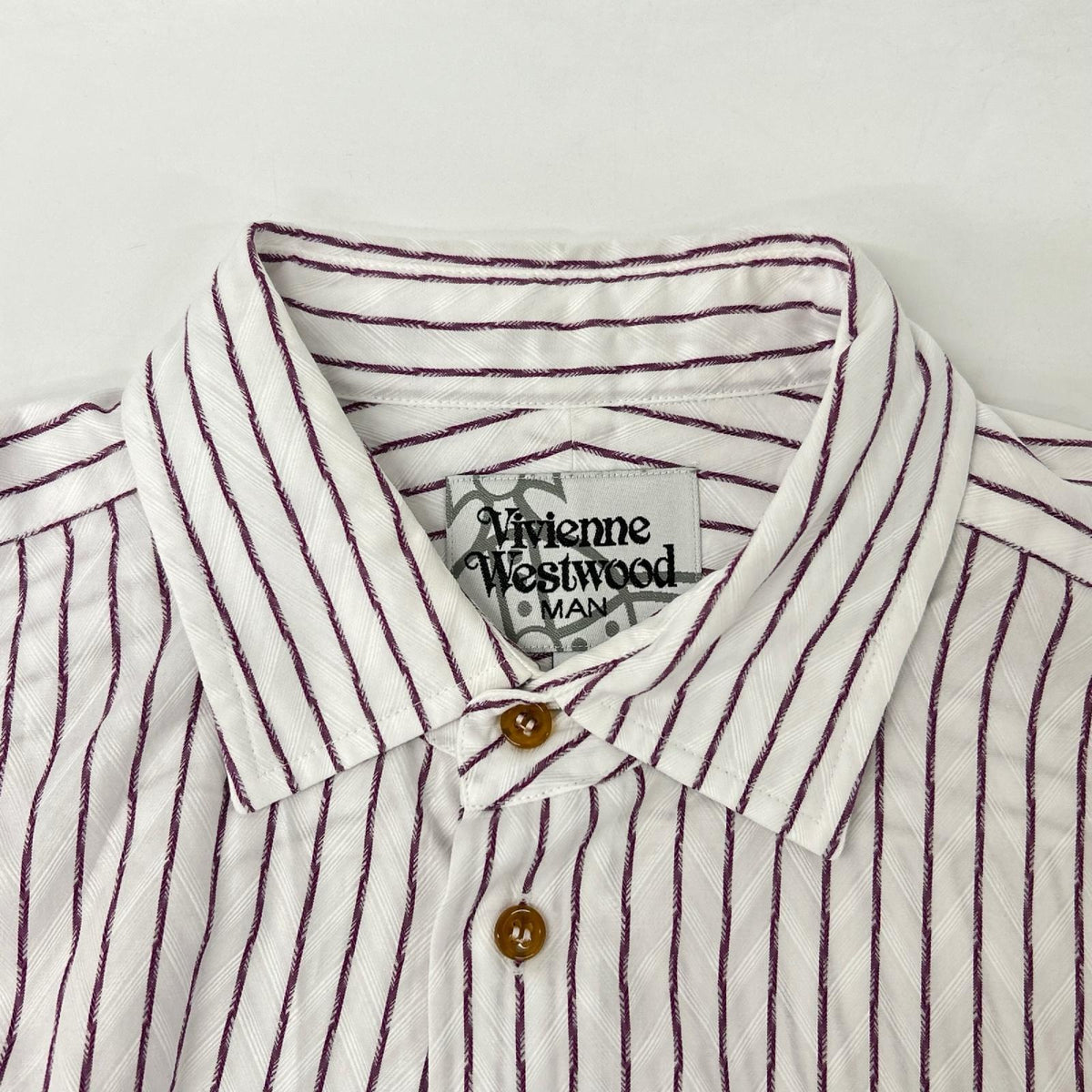 Vivienne Westwood MAN ヴィヴィアンウエストウッドマン VW-WR-77015 パープル ストライプ 長袖シャツ トップス