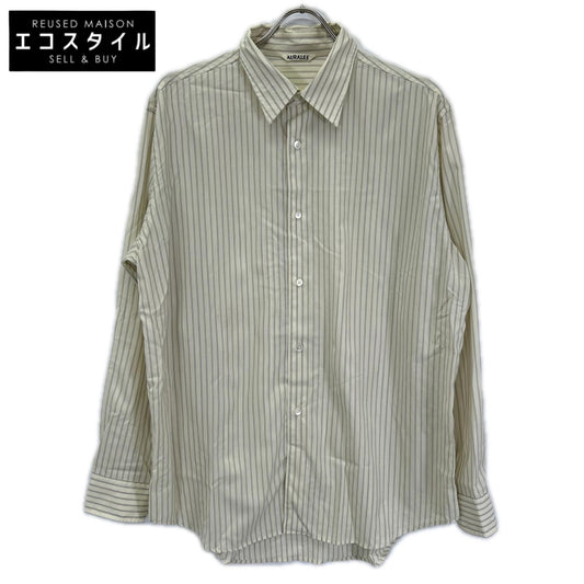 AURALEE オーラリー A26SS01WW ホワイト SUPER FINE WOOL STRIPE SHIRT トップス