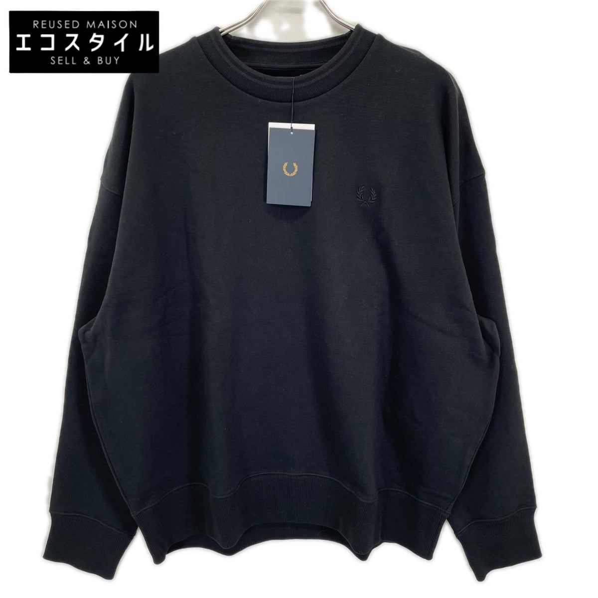 FRED PERRY フレッドペリー M3497 ブラック Oversized Tipped Sweatshirt トップス