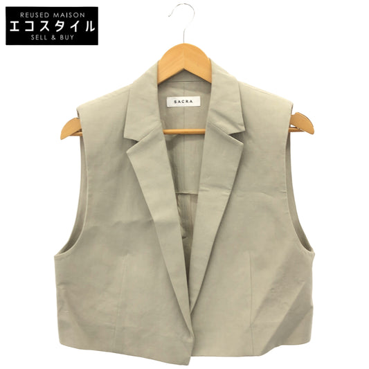 SACRA サクラ 124201061 ベージュ リネン×コットン ジレ トップス