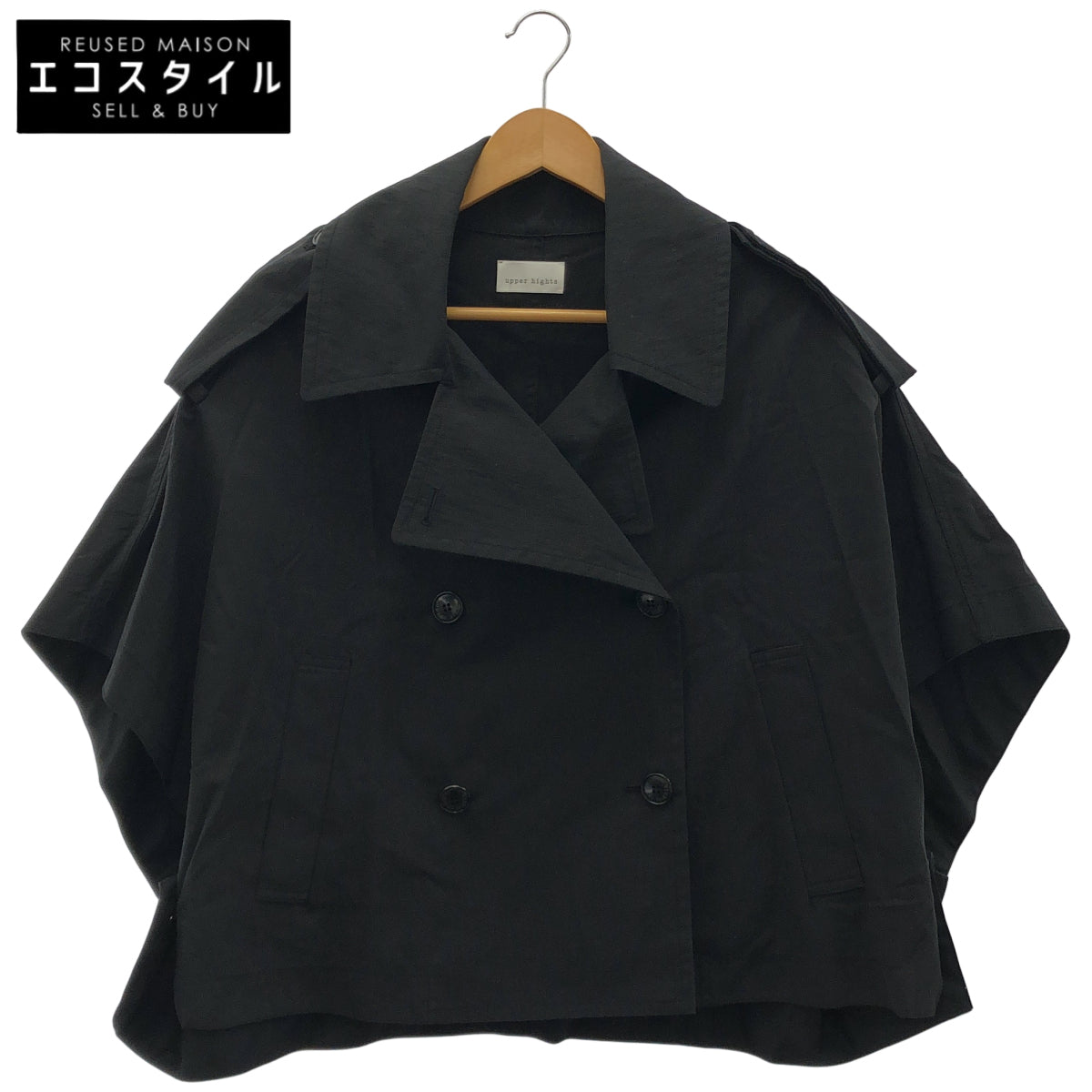upper hights アッパーハイツ ブラック 半袖 ショートトレンチジャケット トップス