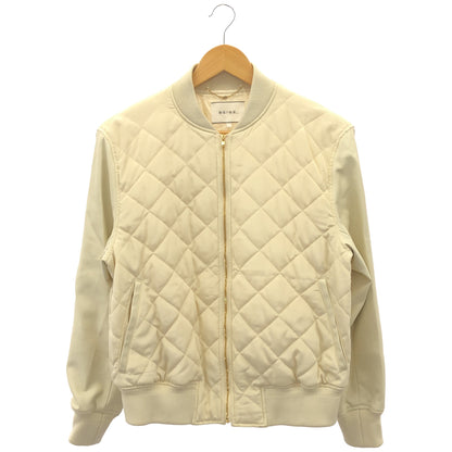 BEIGE ベイジ ホワイト キルティング×フェイクレザー 切替 ブルゾン トップス